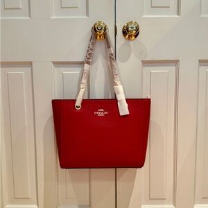 NEW Coach Women’s Red Leather Tote Bag